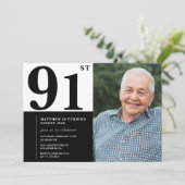 写真の白黒91歳の誕生日招待状 招待状 (スタンド正面)