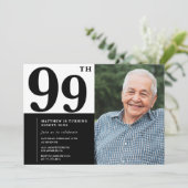 写真の白黒99歳の誕生日招待状 招待状 (スタンド正面)