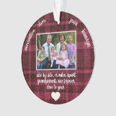 写真の祖父母あなたのハートプレイドクリスマスに近い オーナメント (正面)