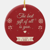 写真の祖父母初めてのクリスマス パーソナライズされた セラミックオーナメント (裏面)