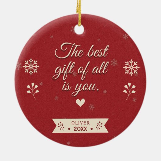 写真の祖父母初めてのクリスマス パーソナライズされた セラミックオーナメント (裏面)