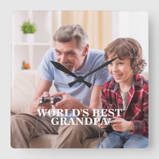 写真の祖父/誰でも壁時計 スクエア壁時計 (正面)