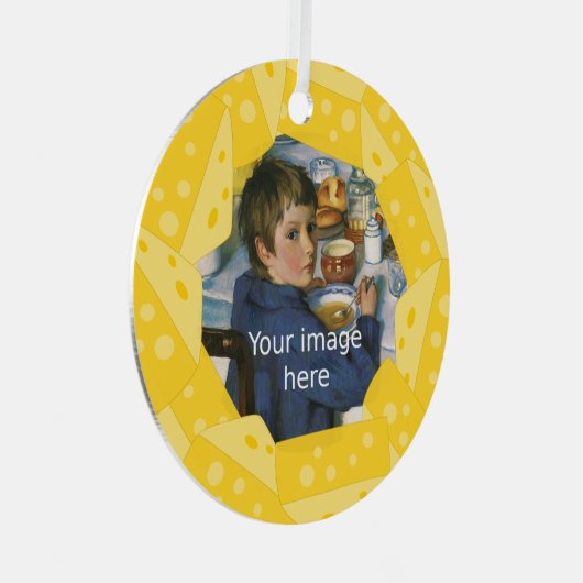 写真の穴フレーム付きチーズ メタルオーナメント (正面右)