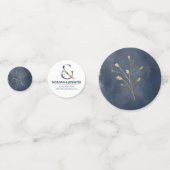 写真の紙吹雪の結婚式の海軍および金ゴールドは装飾を台に置きます コンフェッティ (裏面)