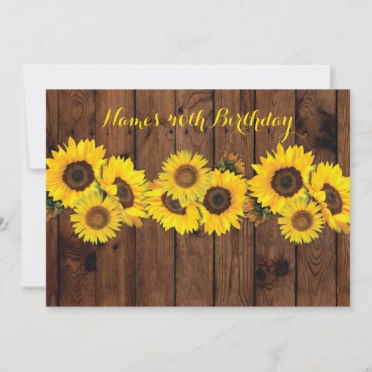 写真の素朴な瓶の誕生会木ヒマワリ 招待状 (裏面)