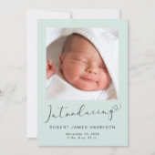写真の紹介ベビー誕生ミント 案内状 (正面)