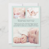 写真の紹介ベビー誕生ミント 案内状 (裏面)