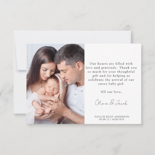 写真の紹介誕生統計新生児 サンキューカード (裏面)