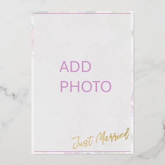 写真の結婚たった今結婚しました発表カードの追加 箔シーズンカード (正面)