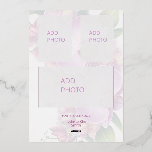 写真の結婚たった今結婚しました発表カードの追加 箔シーズンカード (裏面)