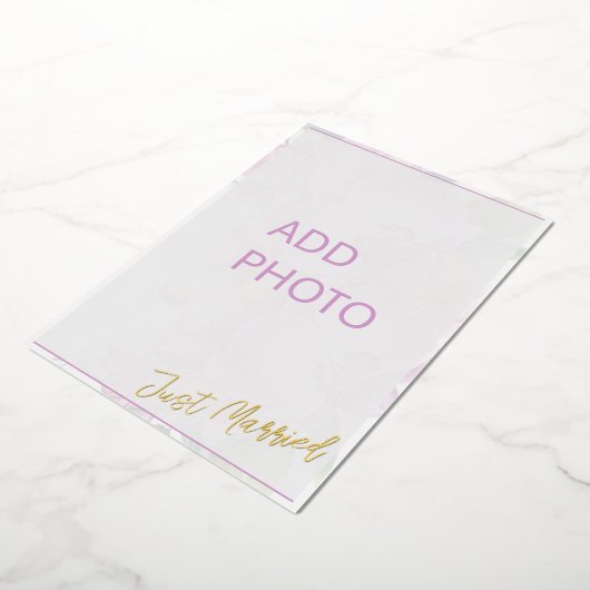 写真の結婚たった今結婚しました発表カードの追加 箔シーズンカード (回転した状態)