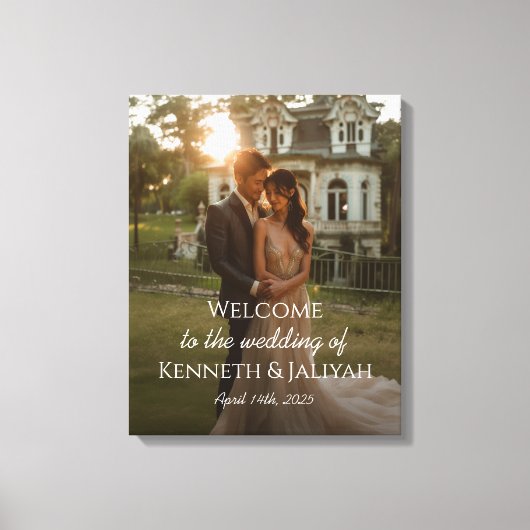 写真の結婚ようこそサインのキャンバス キャンバスプリント (正面)
