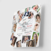 写真の結婚コラージュ木製のテクスチャの壁時計 スクエア壁時計 (傾斜)