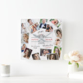 写真の結婚コラージュ木製のテクスチャの壁時計 スクエア壁時計 (ホーム)