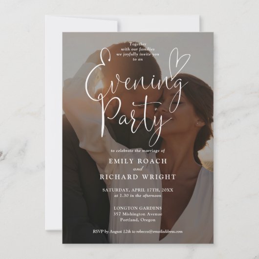 写真の結婚スクリプエレガントト夕べパーティー 招待状 (正面)