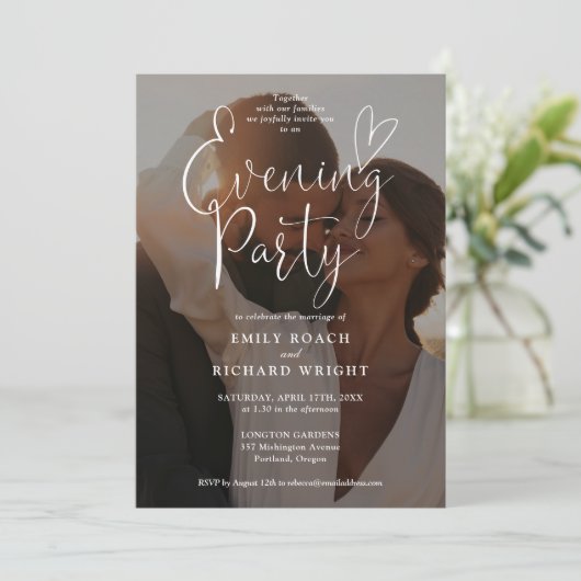 写真の結婚スクリプエレガントト夕べパーティー 招待状 (スタンド正面)