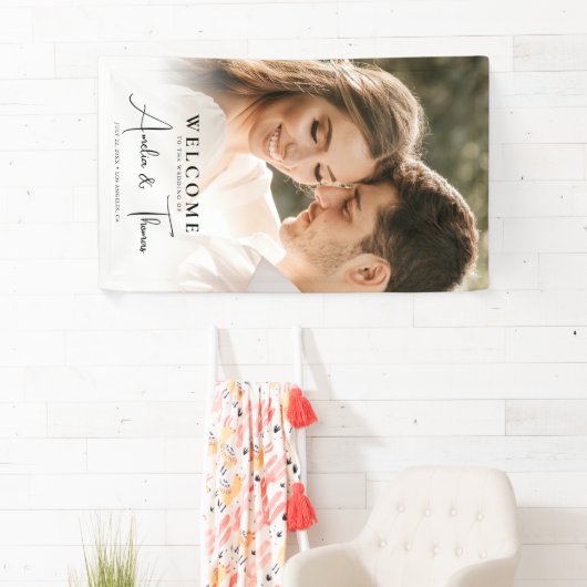 写真の結婚セレモニーへようこそ 横断幕 (インサイチュ)