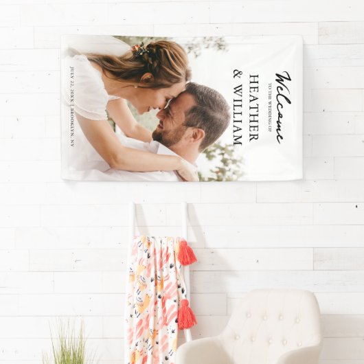 写真の結婚セレモニーへようこそ 横断幕 (インサイチュ)