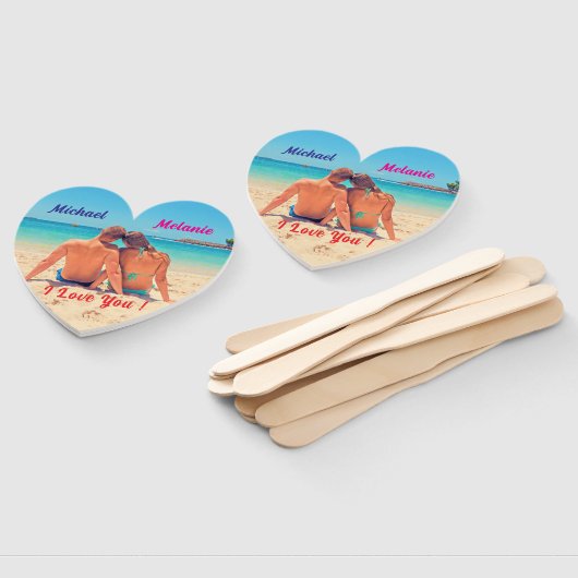 写真の結婚ハートファン名前をカスタムする ハンドファン (組立なし)