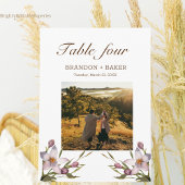 写真の結婚ピンクの花のテーブル番号カード ノートカード