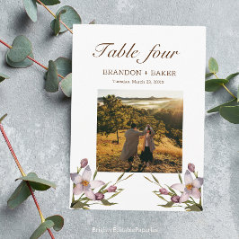 写真の結婚ピンクの花のテーブル番号カード ノートカード