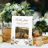 写真の結婚ピンクの花のテーブル番号カード ノートカード