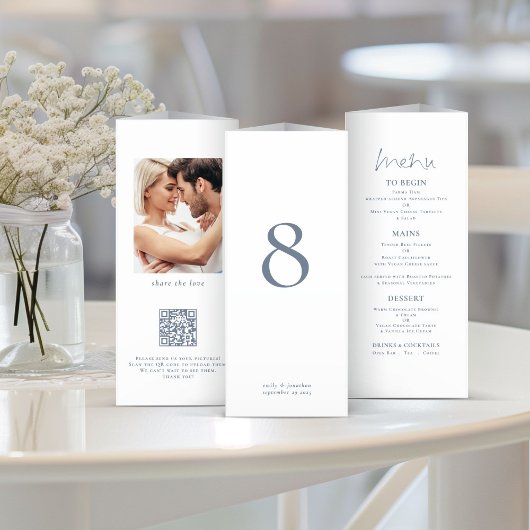 写真の結婚メニューテーブルなし青文字3つ折