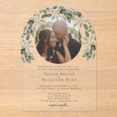 写真の結婚リーフモダンフレーム アクリル招待状 (正面)
