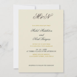 写真の結婚ロマンチックなニュートラルカラー 招待状