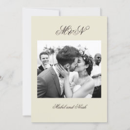 写真の結婚ロマンチックなニュートラルカラー 招待状