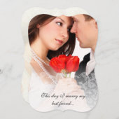 写真の結婚ヴィンテージダマスク招待状 招待状 (正面/裏面)