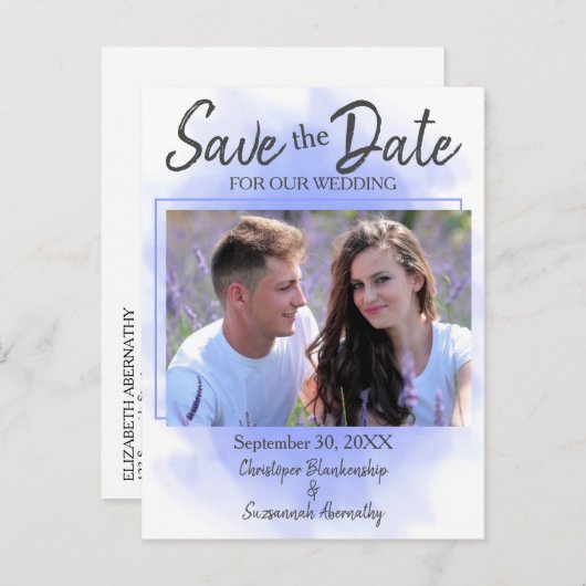 写真の結婚予告カスタム日を保存する 案内ポストカード (正面/裏面)