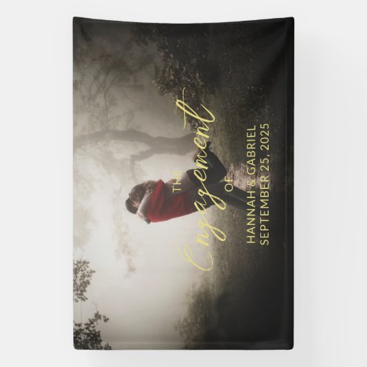 写真の結婚婚約パーティバナーの追加 横断幕 (縦)