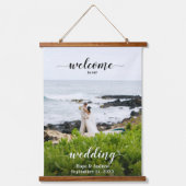 写真の結婚座席表とウェルカムサイン 吊り下げ型タペストリー (正面)