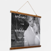 写真の結婚座席表とウェルカムサイン 吊り下げ型タペストリー (傾斜あり)