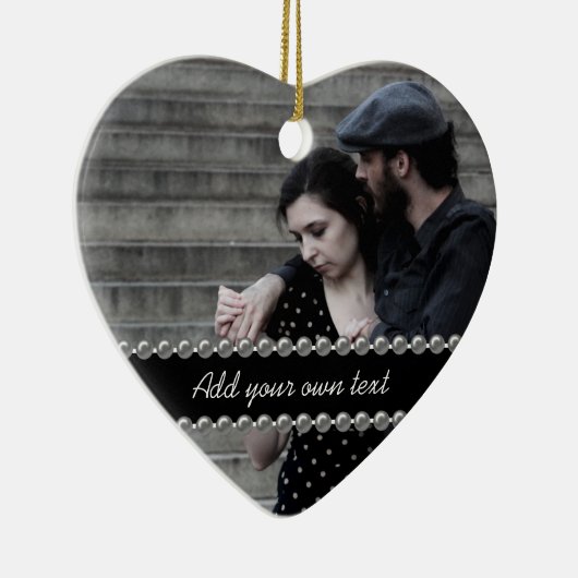 写真の結婚式か婚約または記念日のオーナメント セラミックオーナメント (右)