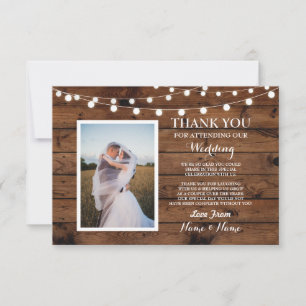 写真の結婚式のサンキューカードの婚約木ライト サンキューカード