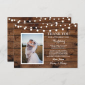 写真の結婚式のサンキューカードの婚約木ライト サンキューカード (正面/裏面)