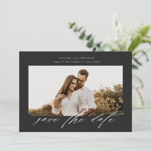 写真の結婚式のスクリプトを保存する日付の招待 招待状 (スタンド正面)