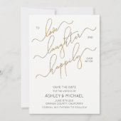 写真の結婚式の後に幸せに日付を保存 招待状 (正面)