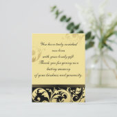 写真の結婚式の招待状の黒及び金ゴールドの花柄ありがとう サンキューカード (スタンド正面)