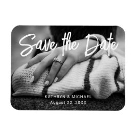 写真の結婚式の日付を保存ミニマルスタイリッシュモダンする マグネット