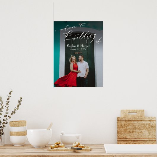 「写真の結婚式の看板へようこそ」 ポスター (キッチン)