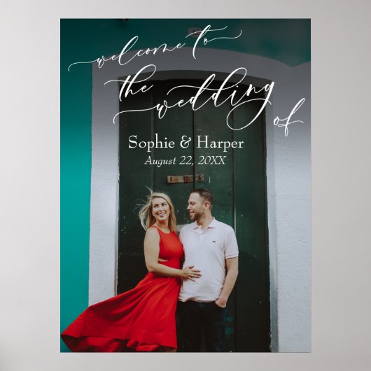 「写真の結婚式の看板へようこそ」 ポスター (正面)