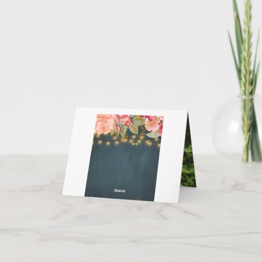 写真の結婚式はロマンチックなバラ海軍感謝していしています サンキューカード (裏面)