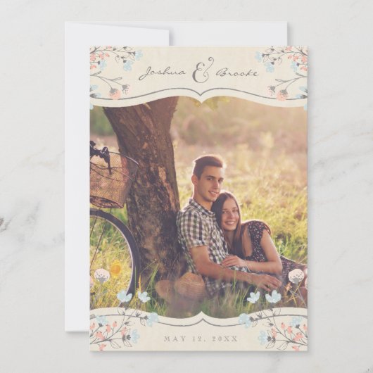 写真の結婚式招待状|のヴィンテージの自転車愛 招待状 (正面)