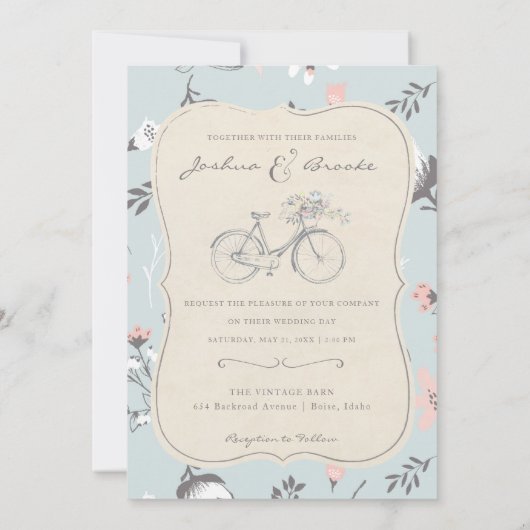 写真の結婚式招待状|のヴィンテージの自転車愛 招待状 (裏面)