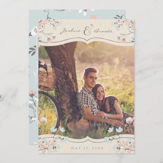 写真の結婚式招待状|のヴィンテージの自転車愛 招待状 (正面/裏面)
