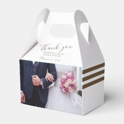 写真の結婚Thank you Personalizableストライプ フェイバーボックス (正面サイド)