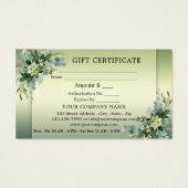 写真の緑のリラックス美しいスパギフト証明書 (裏面)